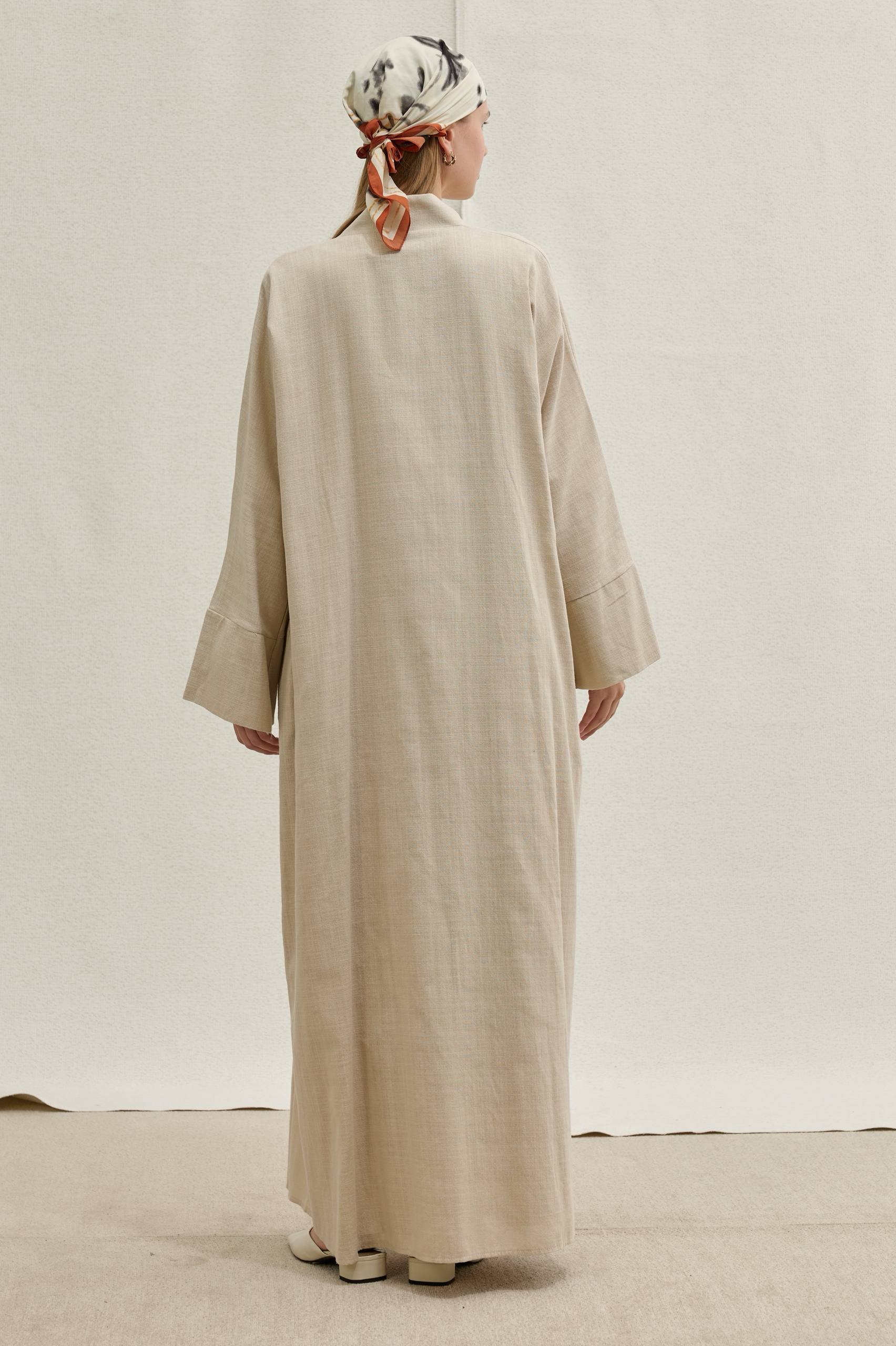 Linen Touch | Keten Dokulu Abaya Takımı