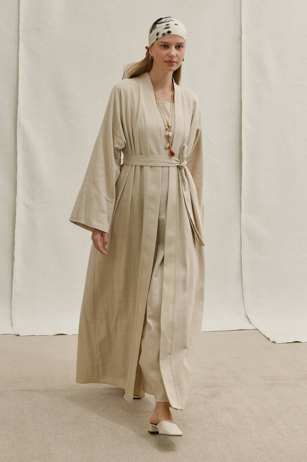 Linen Touch | Keten Dokulu Abaya Takımı
