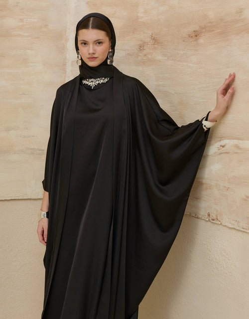 Crystal Veil | Taş Yaka Detaylı Abaya Takımı