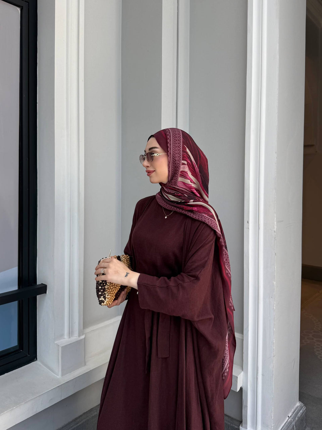 Velora Flow | Yırtmaç Detaylı Keten 2'li Abaya Takımı