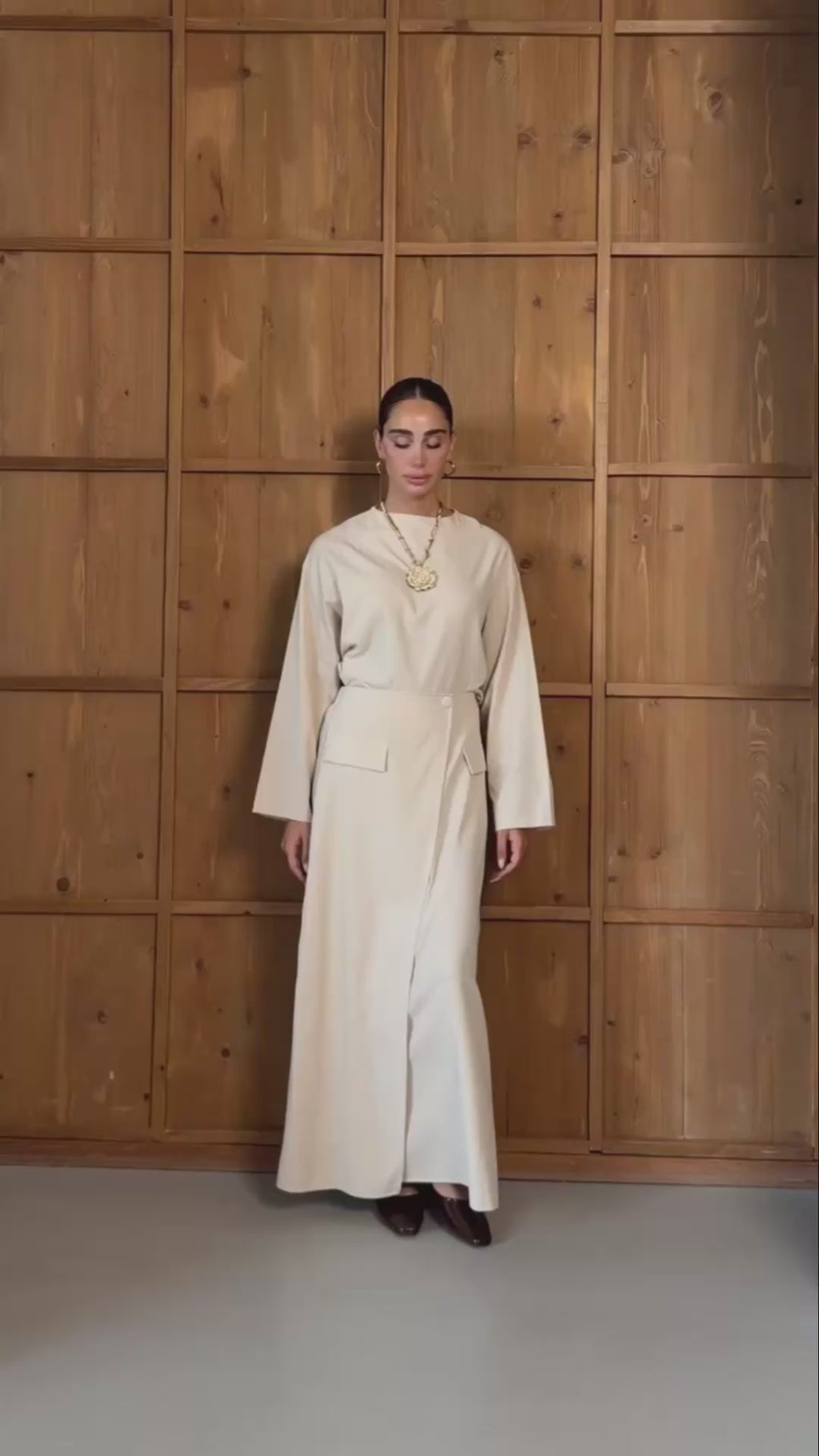 Linen Chic | Keten Yan Yırtmaçlı Düğmeli Etekli Takım