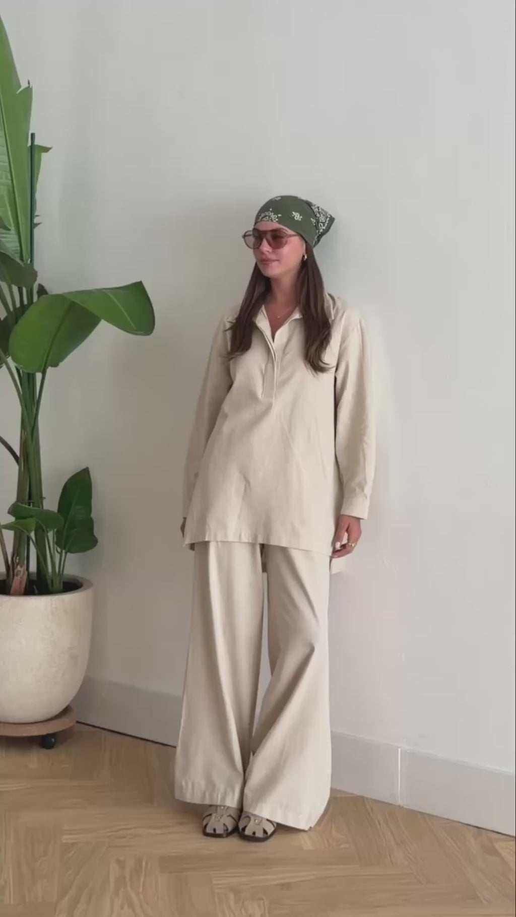 Cotton Breeze | Yarım Düğmeli Gömlekli İkili Takım