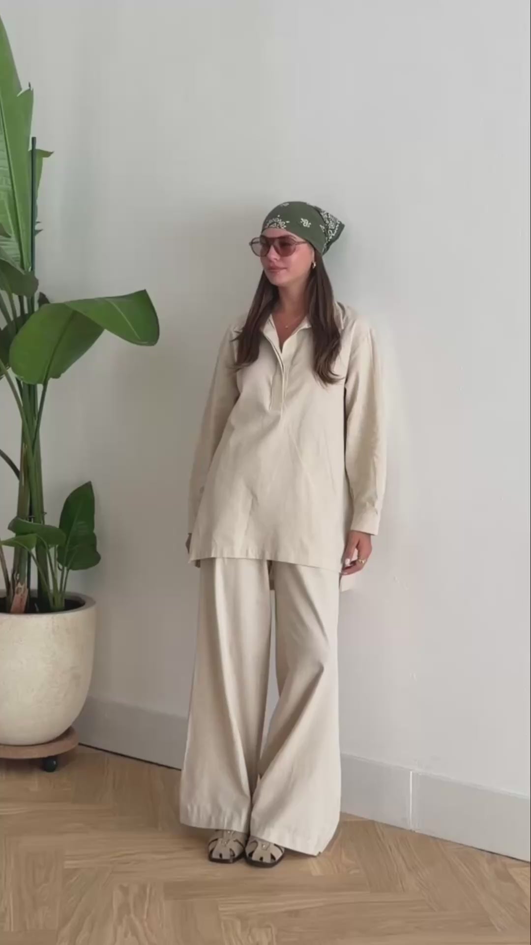 Cotton Breeze | Yarım Düğmeli Gömlekli İkili Takım